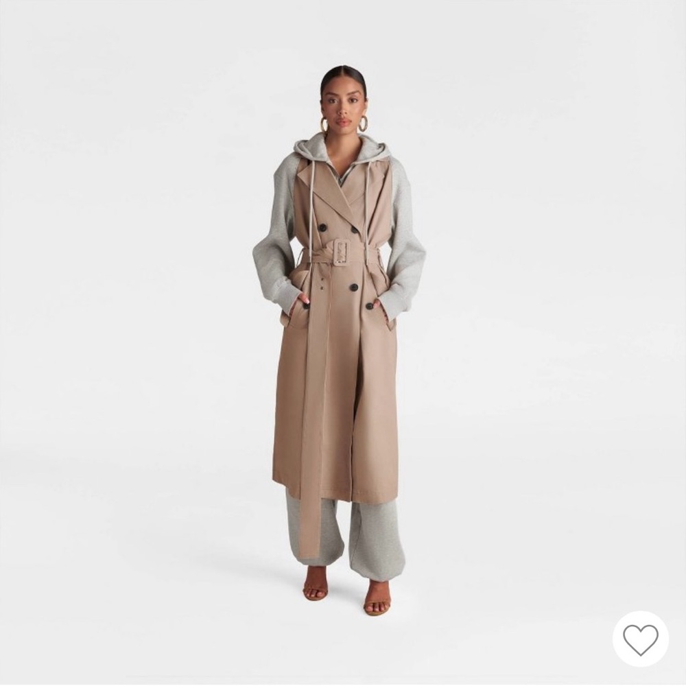 KBB by KAHLANA Target The Sweatshirt Trench Coat Khaki/Heather Gray size Medium - Picture 2 of 5